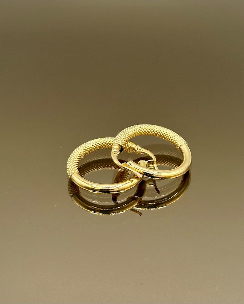 18K Real Gold Thick Hoop Earrings, Chunky Hoops, Polished Chunky Gold Hoop Earrings, Hoops for Women,18K Gold Hoop Earrings Gift for Her!