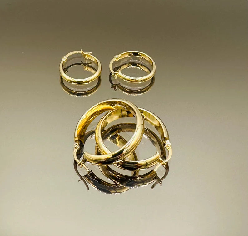 18K Gold Hoop Earrings,Real Gold, Latch back Closer,. A Must-Have Style! Classic Staple! A Perfect Gift For Every Ceremony!