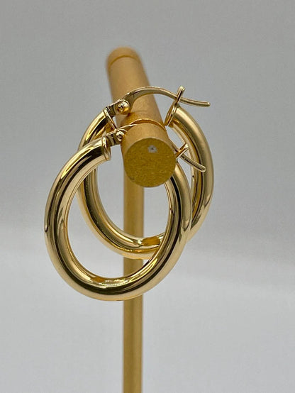 18K Gold Hoop Earrings,Real Gold, Latch back Closer,. A Must-Have Style! ClasAsic Staple! A Perfect Gift For Every Ceremony!