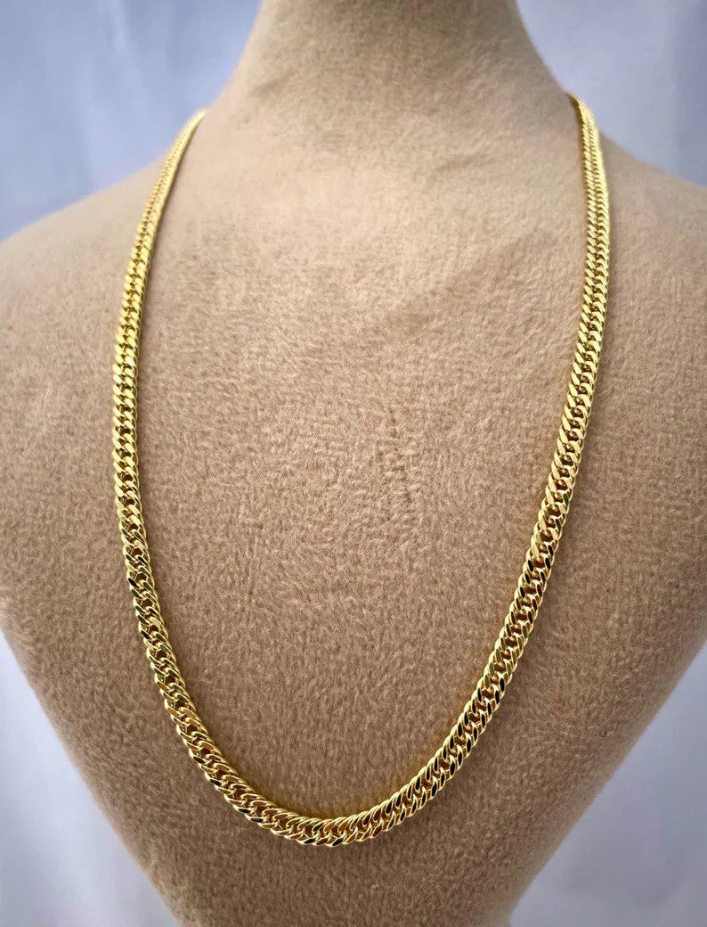 14K Solid Gold Curb Necklace,Real Gold,(3mm Width),Everyday Gold Chain,Unisex Gold Chain