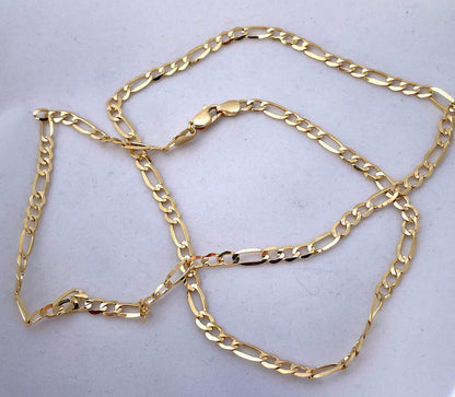 18K Solid Gold Figaro Necklace Chain, Real Solid Gold,( 3.5mm width),Heavy Necklace Chain, Gift For Her/Him!