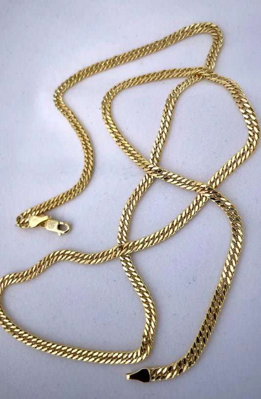 14K Solid Gold Curb Necklace,Real Gold,(3mm Width),Everyday Gold Chain,Unisex Gold Chain