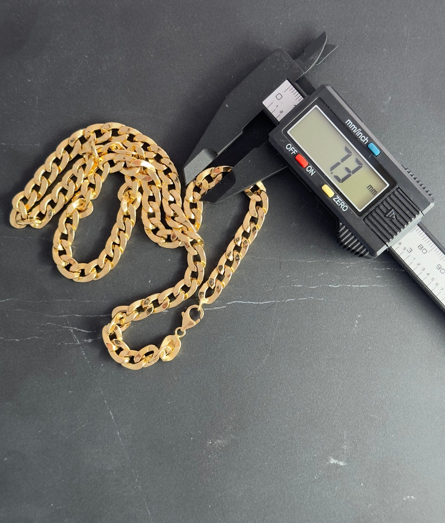 18k GOLD Curb(7.5mm), link Chain Necklace ,18kReal Gold curb,christmas Gift,Unisex Gold chain,18k GOLD Chain,Birthday Gift,Ladies 18 Gold.