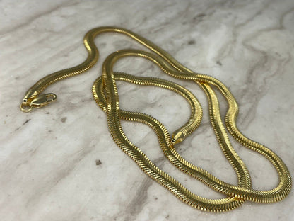 18k Gold Herringbone Necklace Chain 22" (4MM) ,Christmas Gift, Birthday Gift, Real gold, For him ,For her, Anniversary Gift, unisex necklace