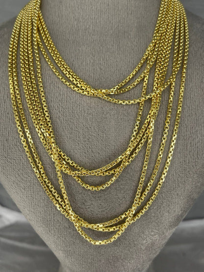 18k Gold Box Chain Necklace,1.5mm(Thick) Real Solid Gold,Timeless Elegance and Luxury Redefined,Gift for Women/Men