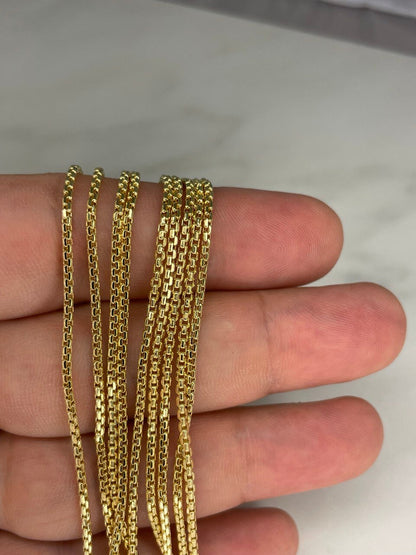 18k Gold Box Chain Necklace,1.5mm(Thick) Real Solid Gold,Timeless Elegance and Luxury Redefined,Gift for Women/Men