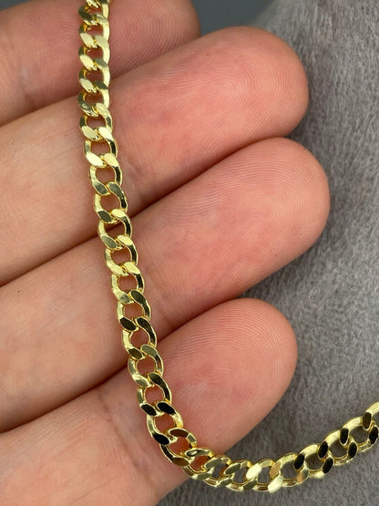 18k CURB (4.4MM)NECKLACE, Real Gold ,Christmas Gift, Anniversary Gift, For him, For her, Unisex Gold Gift, Birthday Gift,REAL Solid  Gold.
