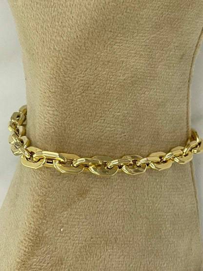 18k Gold  Bracelet  Cable Parallel (6MM) 8",Real Gold Cable Bracelet, Christmas Gift, Birthday Gift, Anniversary Gift, For her, For Him.