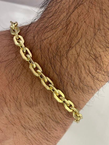 18k Gold  Bracelet  Cable Parallel (6MM) 8",Real Gold Cable Bracelet, Christmas Gift, Birthday Gift, Anniversary Gift, For her, For Him.