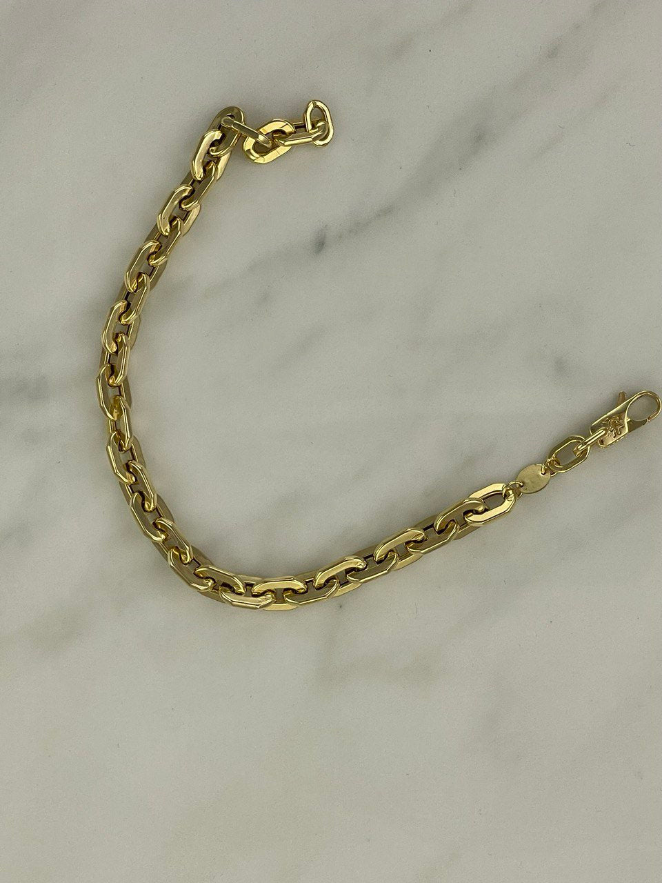 18k Gold  Bracelet  Cable Parallel (6MM) 8",Real Gold Cable Bracelet, Christmas Gift, Birthday Gift, Anniversary Gift, For her, For Him.