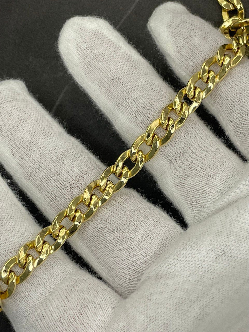 18K GOLD Bracelet Curb (7.4MM) 8" ,Christmas Gift, Anniversary Gift, Birthday Gift, For Her, For Him, Real Gold Bracelet Curb, ladies gift.