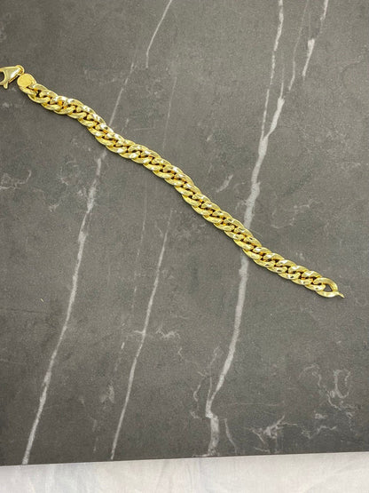 18K GOLD Bracelet Curb (7.4MM) 8" ,Christmas Gift, Anniversary Gift, Birthday Gift, For Her, For Him, Real Gold Bracelet Curb, ladies gift.