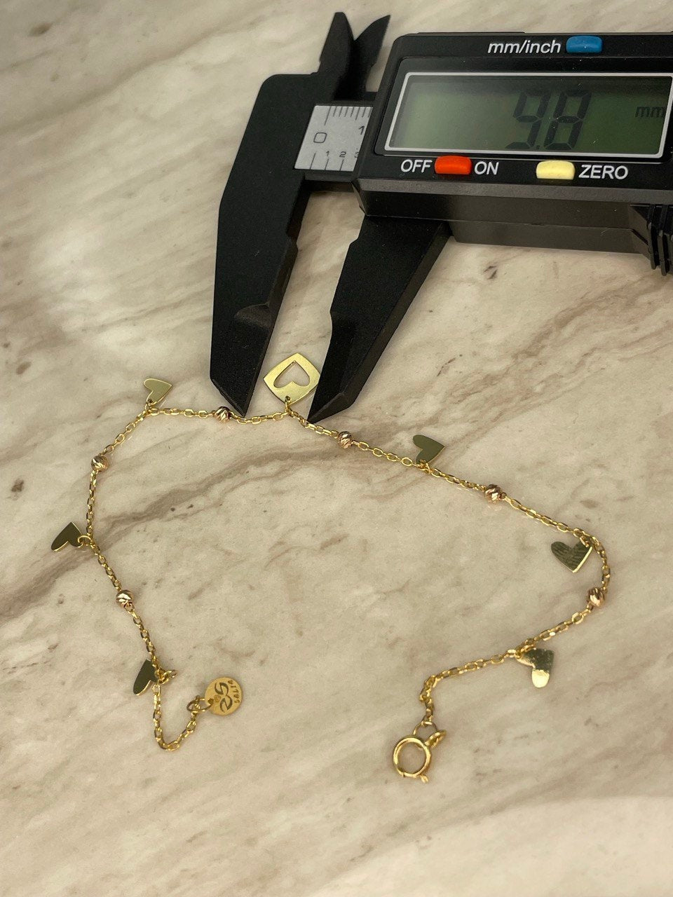 18k Gold Charm Bracelet ,REAL GOLD, Christmas Gift, Birthday Gift, Anniversary Gift, For Her, Girl friend Gift, Fancy Gift.