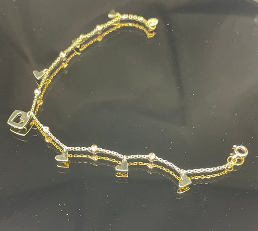 18k Gold Charm Bracelet ,REAL GOLD, Christmas Gift, Birthday Gift, Anniversary Gift, For Her, Girl friend Gift, Fancy Gift.