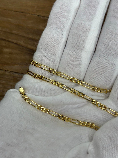 18K GOLD FIGARO Necklace 3.5MM,Figaro real Gold Chain, Christmas Gift, unisex Gold Gift, for her, Birthday Gift, for him, everyday chain.