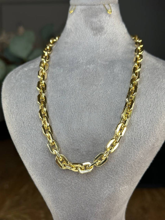 18K GOLD CABLE PARALLEL(6MM)20"22"24", Christmas Gift, Unisex Gold, Birthday Gift, For her, For him, Anniversary  Gift, Real Gold Necklace.