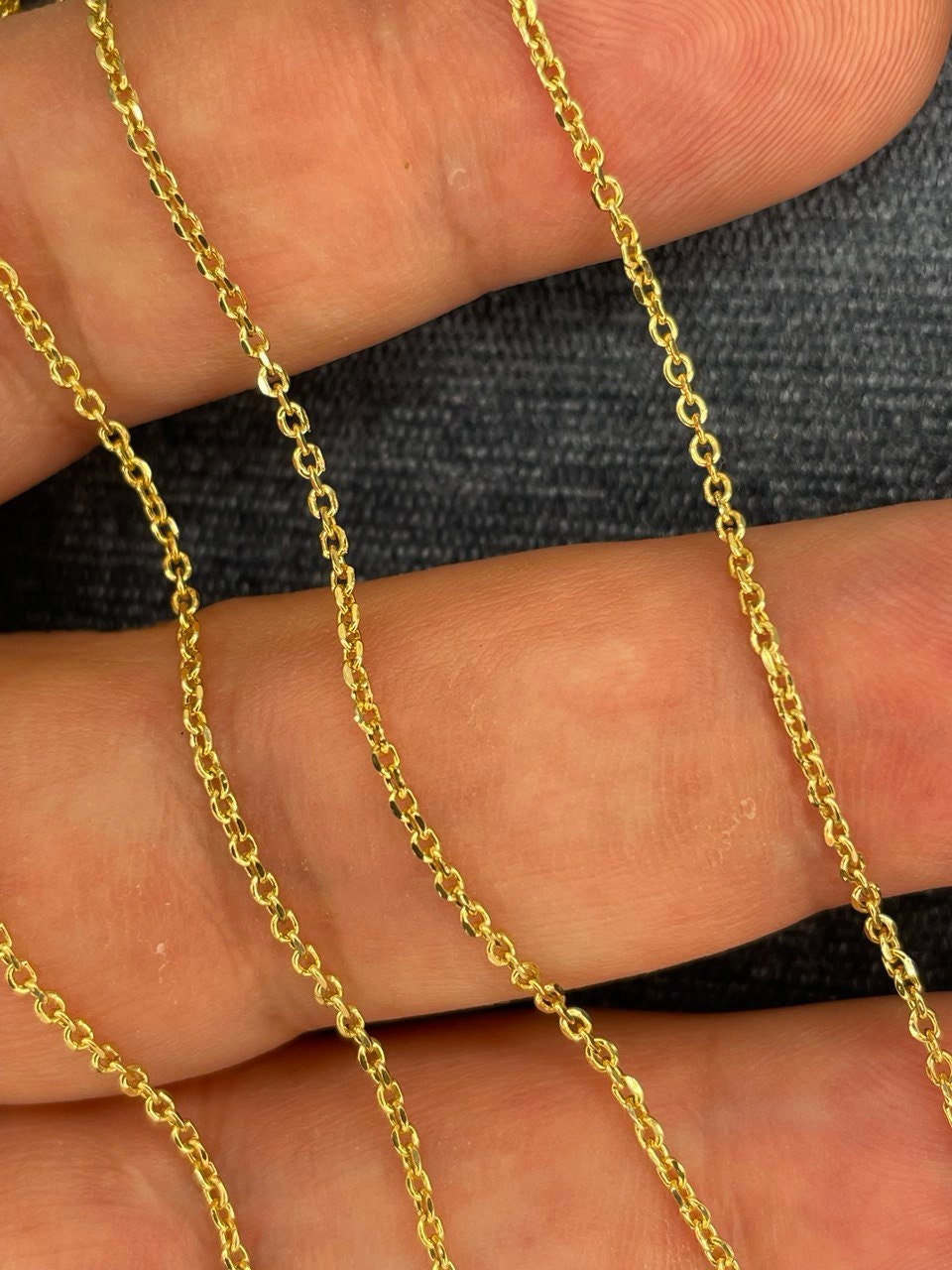 18k Real  GOLD  CABLE SOLID chain, Real Gold, Christmas Gift ,Solid 18k Gold ,Yellow gold ,unisex Gift ,Birthday Gift, anniversary Gift.