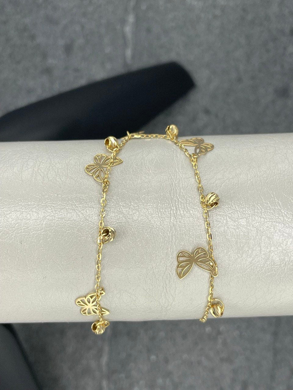 18K GOLD CHARM BRACELET(7.5"), Rael Gold, Christmas Gift, Birthday Gift, Anniversary Gift, For Her, Girlfriend Gift.