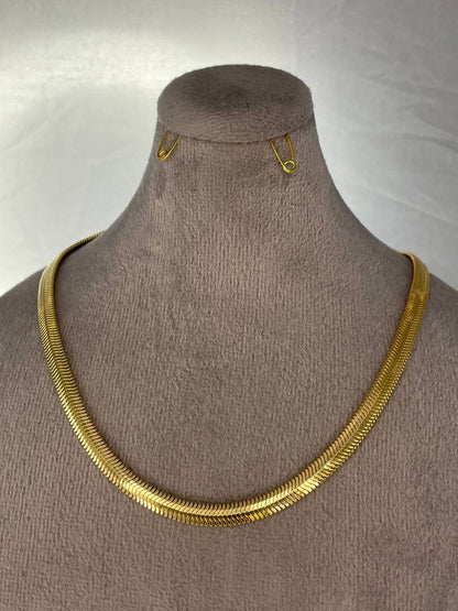 18k Gold Herringbone Necklace Chain 22" (4MM) ,Christmas Gift, Birthday Gift, Real gold, For him ,For her, Anniversary Gift, unisex necklace
