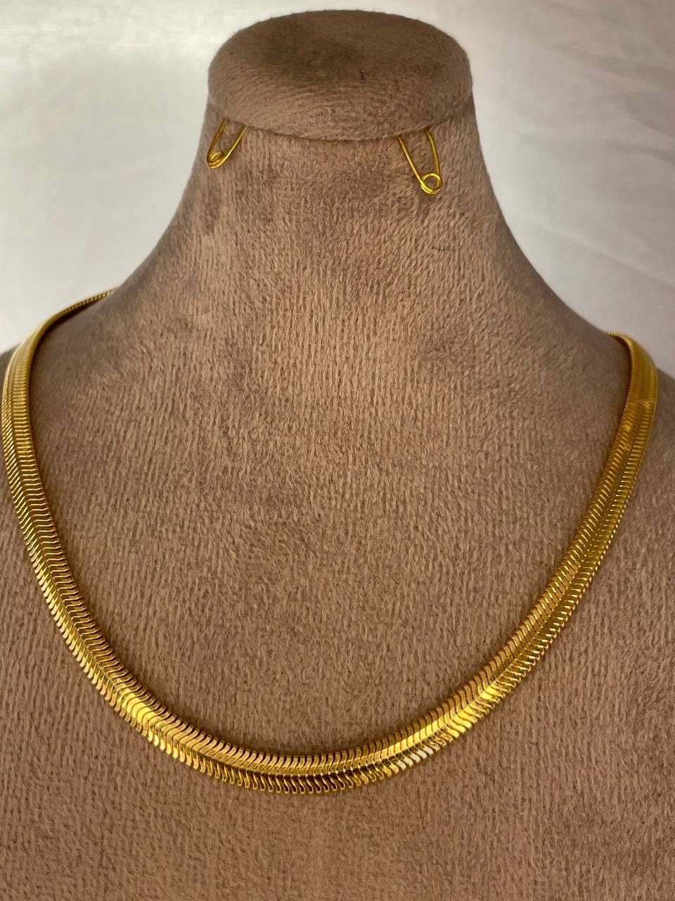 18k Gold Herringbone Necklace Chain 22" (4MM) ,Christmas Gift, Birthday Gift, Real gold, For him ,For her, Anniversary Gift, unisex necklace