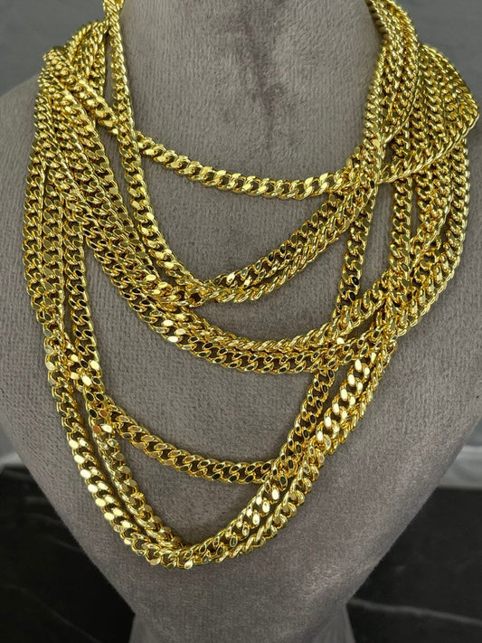 18k GOLD SOLID CURB (4MM) 22"24"26",Real Solid Gold, Christmas Gift, Anniversary Gift, Birthday Gift, For Him, For Her, Real 18k Gold.