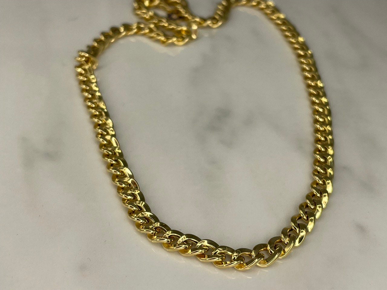 18K REAL GOLD CURB Link Necklace (5.5MM) ,18K Gold Curb, Christmas Gift, Birthday Gift, Anniversary Gift, Ladies Gift,For Her,For Him.