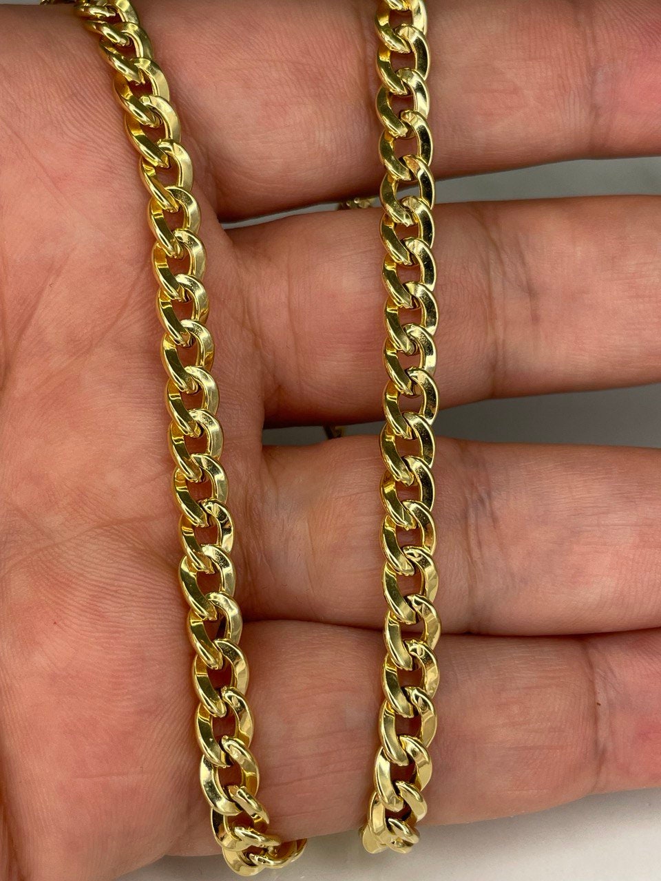 18K REAL GOLD CURB Link Necklace (5.5MM) ,18K Gold Curb, Christmas Gift, Birthday Gift, Anniversary Gift, Ladies Gift,For Her,For Him.