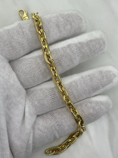 18k Gold  Bracelet  Cable Parallel (6MM) 8",Real Gold Cable Bracelet, Christmas Gift, Birthday Gift, Anniversary Gift, For her, For Him.