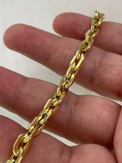 18k Gold  Bracelet  Cable Parallel (6MM) 8",Real Gold Cable Bracelet, Christmas Gift, Birthday Gift, Anniversary Gift, For her, For Him.