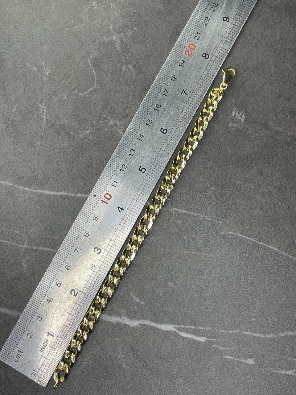 18K GOLD Bracelet Curb (7.4MM) 8" ,Christmas Gift, Anniversary Gift, Birthday Gift, For Her, For Him, Real Gold Bracelet Curb, ladies gift.