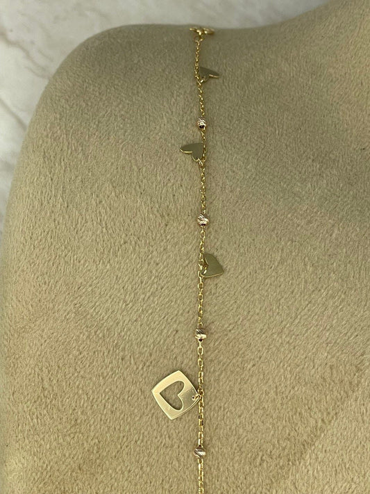 18k Gold Charm Bracelet ,REAL GOLD, Christmas Gift, Birthday Gift, Anniversary Gift, For Her, Girl friend Gift, Fancy Gift.