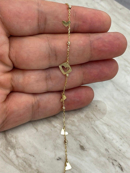 18k Gold Charm Bracelet ,REAL GOLD, Christmas Gift, Birthday Gift, Anniversary Gift, For Her, Girl friend Gift, Fancy Gift.