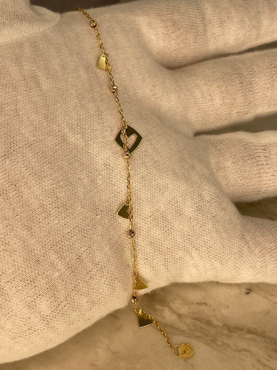 18k Gold Charm Bracelet ,REAL GOLD, Christmas Gift, Birthday Gift, Anniversary Gift, For Her, Girl friend Gift, Fancy Gift.