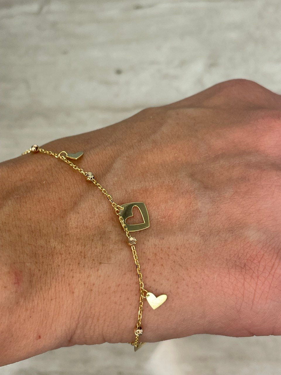 18k Gold Charm Bracelet ,REAL GOLD, Christmas Gift, Birthday Gift, Anniversary Gift, For Her, Girl friend Gift, Fancy Gift.