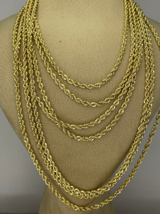 18K GOLD ROPE CHAIN (2.4mm)18' 20" 22" Christmas Gift, Birthday Gift,For Her ,For Him,Real Gold Chain ,Annivarsary Gift.