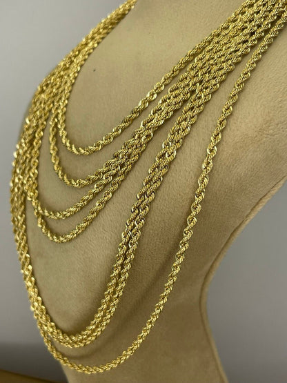 18K GOLD ROPE CHAIN (2.4mm)18' 20" 22" Christmas Gift, Birthday Gift,For Her ,For Him,Real Gold Chain ,Annivarsary Gift.