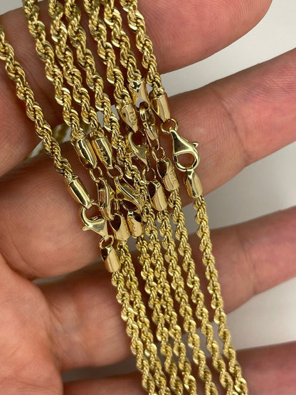 18K GOLD ROPE CHAIN (2.4mm)18' 20" 22" Christmas Gift, Birthday Gift,For Her ,For Him,Real Gold Chain ,Annivarsary Gift.