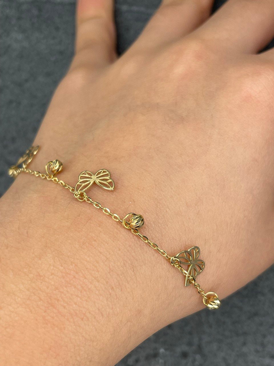18K GOLD CHARM BRACELET(7.5"), Rael Gold, Christmas Gift, Birthday Gift, Anniversary Gift, For Her, Girlfriend Gift.