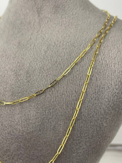 18K GOLD CLIP CHAIN, Real Gold, Christmas Gift, Anniversary Gift, Birthday Gift, For Him, For Her, Girlfriend Gift, Boyfriend Gift,(1.7mm)