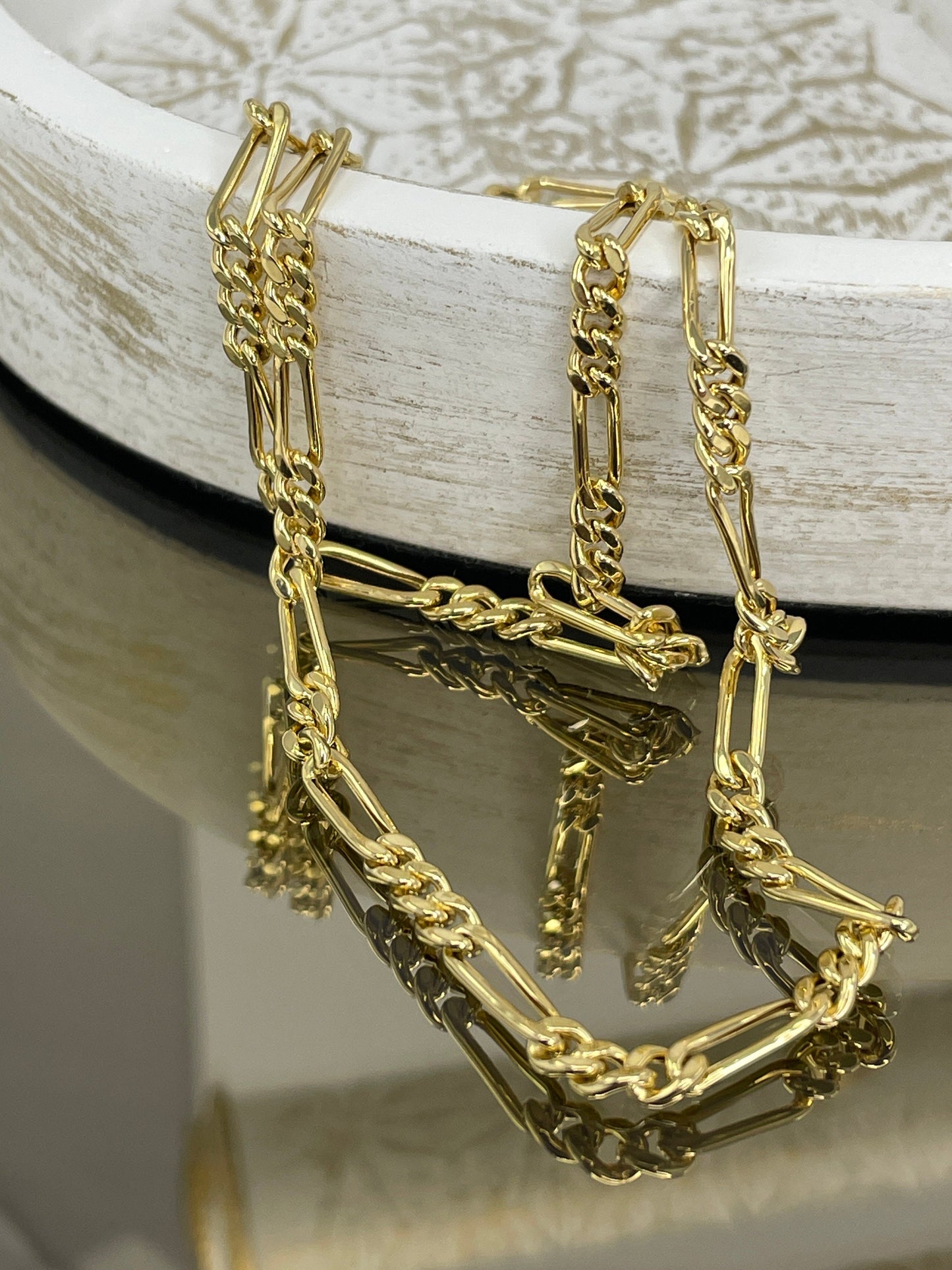 18K GOLD FIGARO Necklace 3.5MM,Figaro real Gold Chain, Christmas Gift, unisex Gold Gift, for her, Birthday Gift, for him, everyday chain.