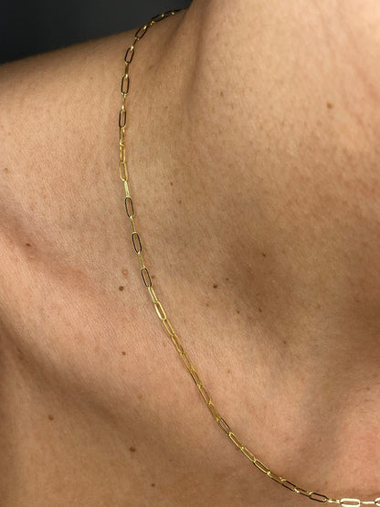 18K GOLD CLIP CHAIN, Real Gold, Christmas Gift, Anniversary Gift, Birthday Gift, For Him, For Her, Girlfriend Gift, Boyfriend Gift,(1.7mm)