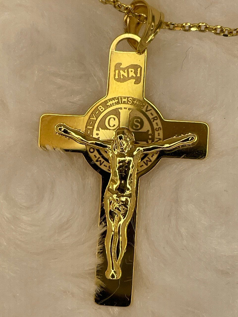 18k GOLD CROSS NECKLACE  For Men Crucifix Necklace Jesus Cross Necklace ,Birthday Gift ,Anniversary Gift ,For Her, For Him, Christmas Gift.
