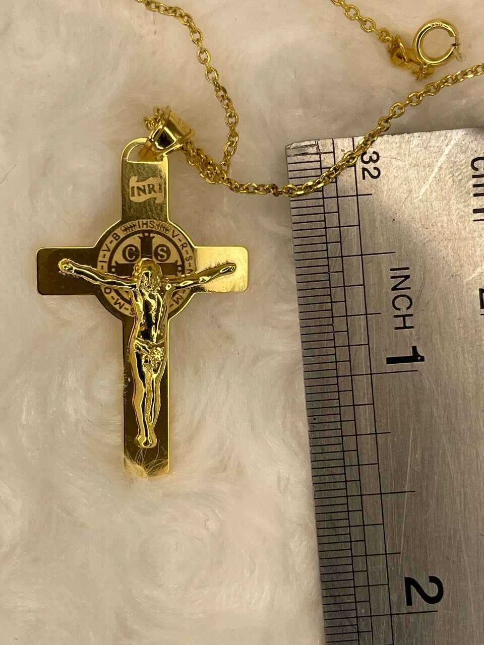18k GOLD CROSS NECKLACE  For Men Crucifix Necklace Jesus Cross Necklace ,Birthday Gift ,Anniversary Gift ,For Her, For Him, Christmas Gift.