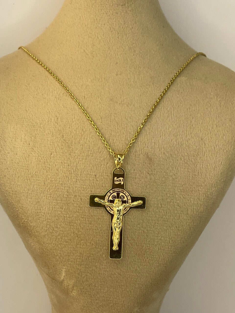 18k GOLD CROSS NECKLACE  For Men Crucifix Necklace Jesus Cross Necklace ,Birthday Gift ,Anniversary Gift ,For Her, For Him, Christmas Gift.