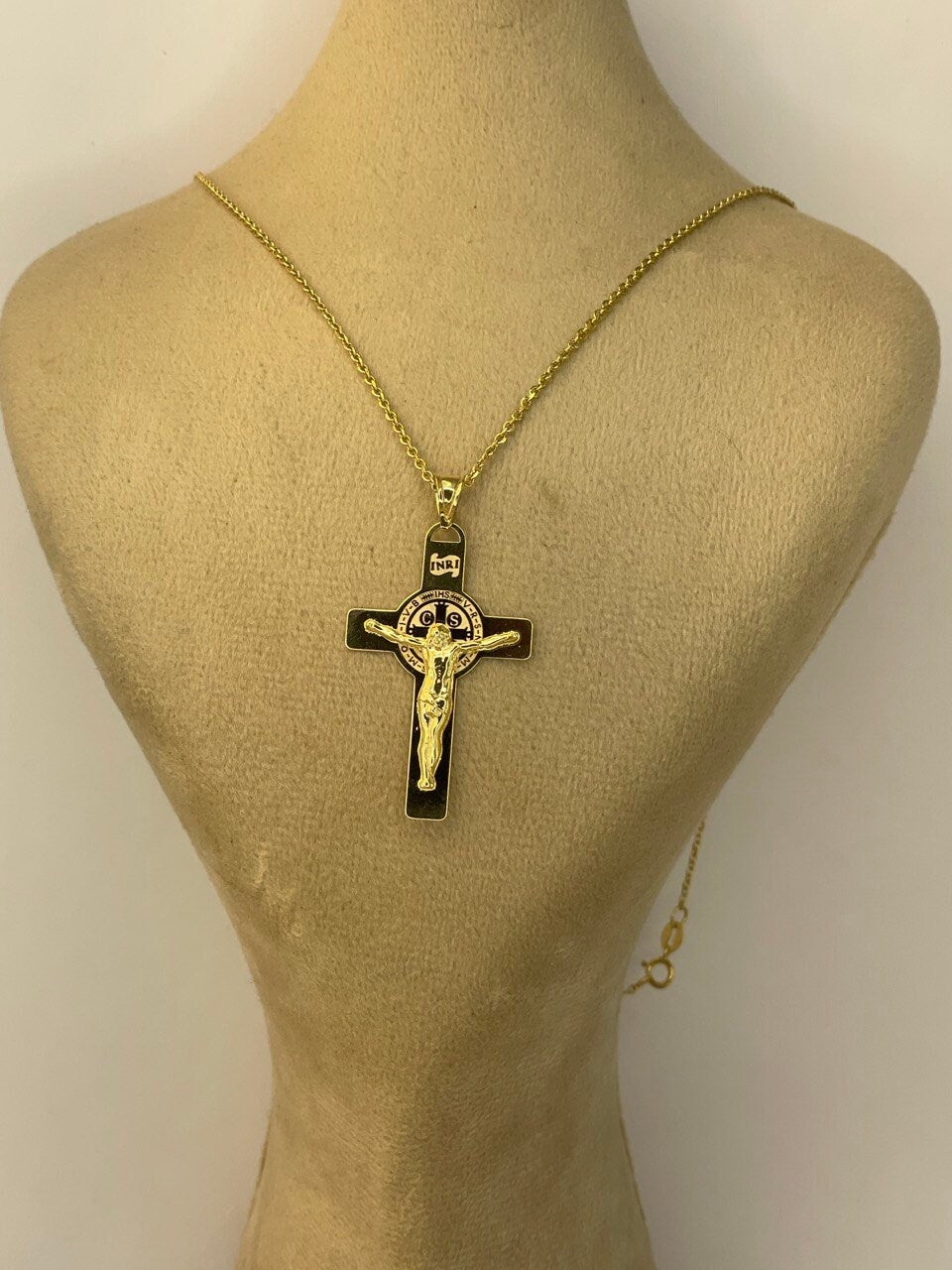18k GOLD CROSS NECKLACE  For Men Crucifix Necklace Jesus Cross Necklace ,Birthday Gift ,Anniversary Gift ,For Her, For Him, Christmas Gift.