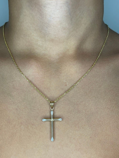 18K GOLD CROSS NECKLACE, Real Gold, Jesus Cross, Birthday Gift, For Him ,For Her, Anniversary Gift, Christmas Gift.