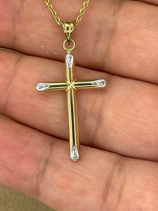 18K GOLD CROSS NECKLACE, Real Gold, Jesus Cross, Birthday Gift, For Him ,For Her, Anniversary Gift, Christmas Gift.
