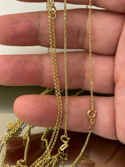 18K GOLD ROLO NECKLACE (1mm) ,Real Gold ,Birthday Gift,Christmas Gift,Anniversary Gift,For Him ,For Her.