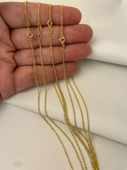 18K GOLD ROLO NECKLACE (1mm) ,Real Gold ,Birthday Gift,Christmas Gift,Anniversary Gift,For Him ,For Her.