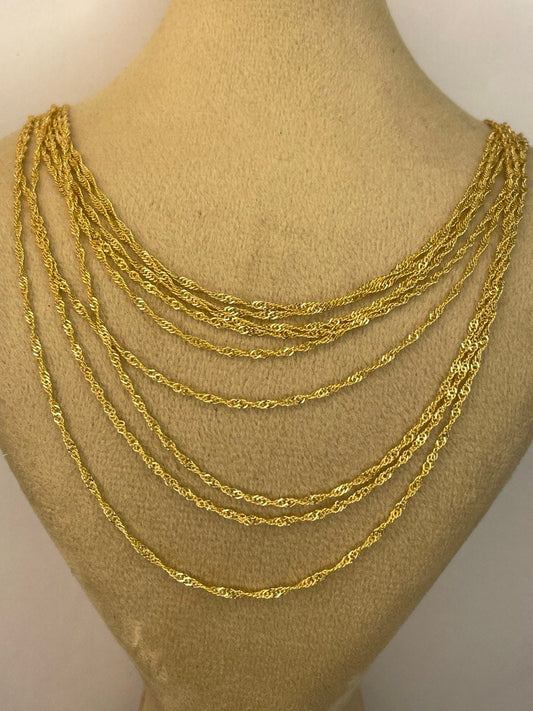 18K GOLD SINGAPORE CHAIN(1mm) Real Gold, Birthday Gift, Anniversary Gift, For Him, For Her, Christmas Gift, Boyfriend Gift, Girlfriend Gift.